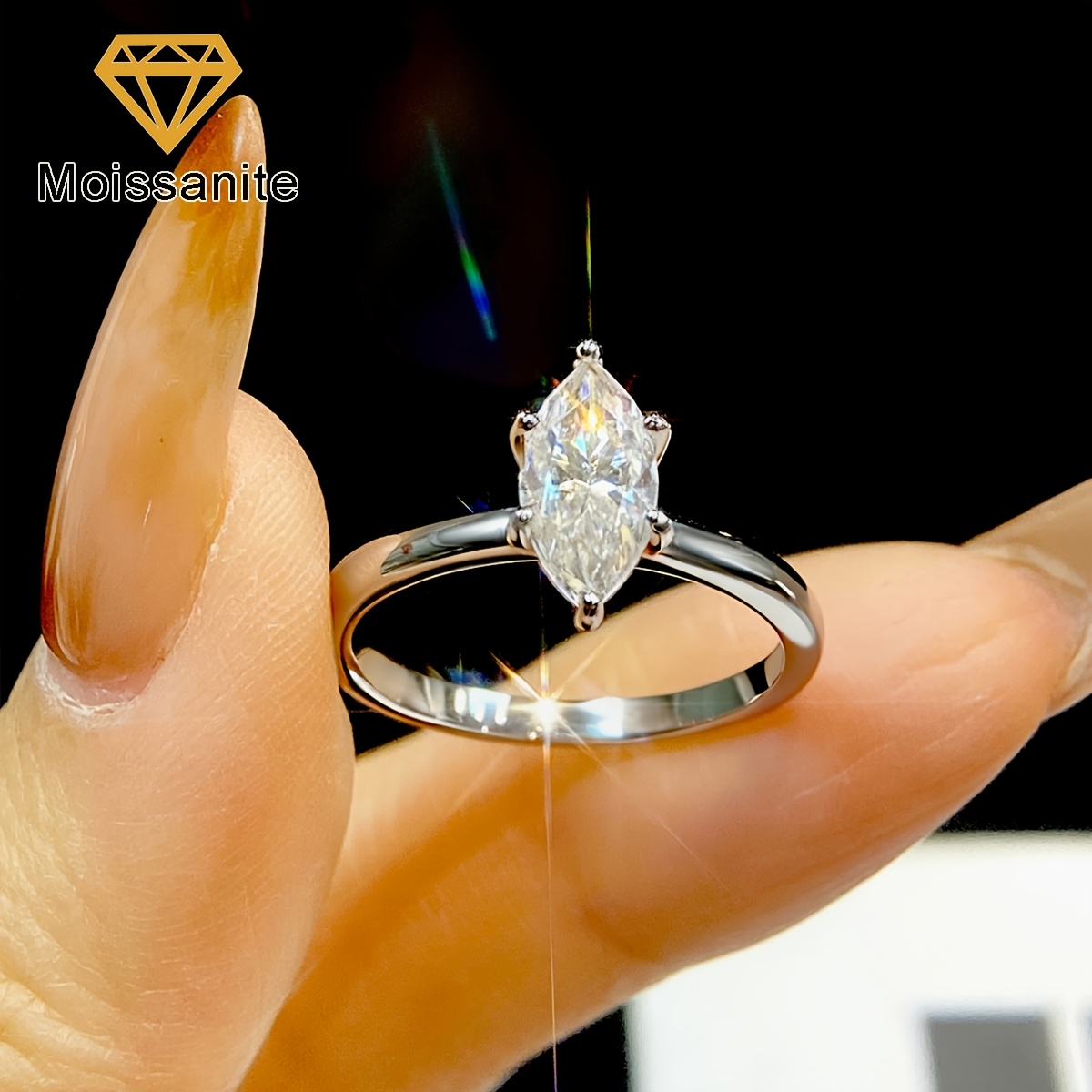Women's 1Ct Marquise Moissanite Luxury Engagement Ring